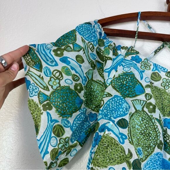 Anthropologie Vanessa Virginia Puget Fish Blouse Top Size 4 Small - Picture 2 of 8